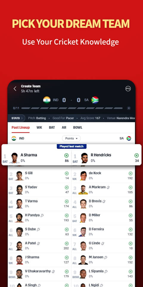 Come app screen for creating a team
